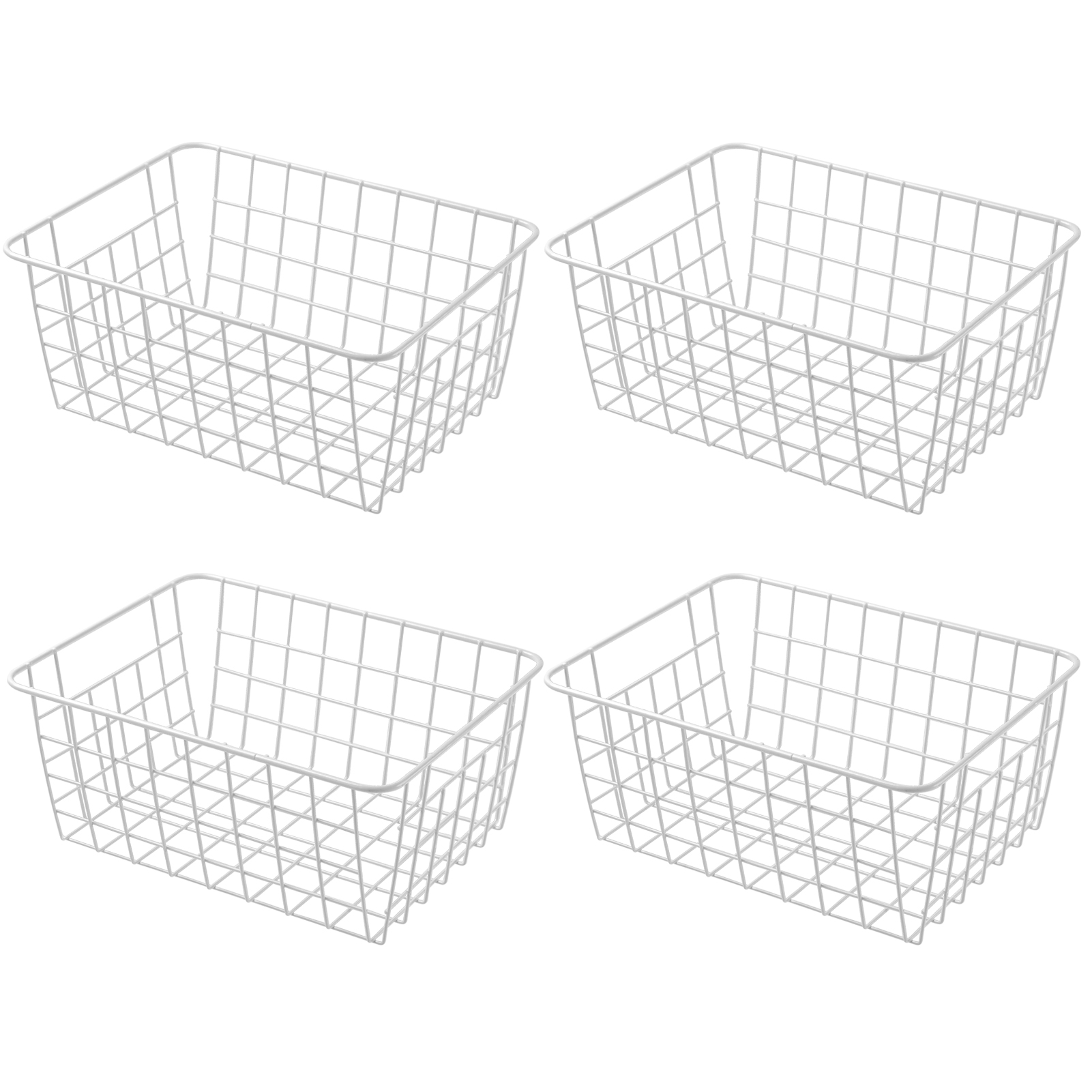 11 Upright Freezer Storage Baskets, White Wire Storage Bins Small